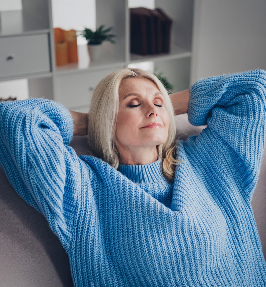 a woman in a blue blanket